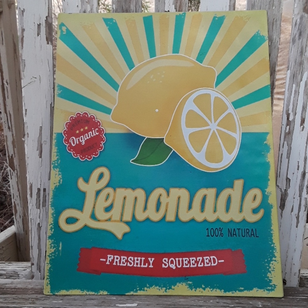 Metal freshly squeezed lemonade farmhouse sign